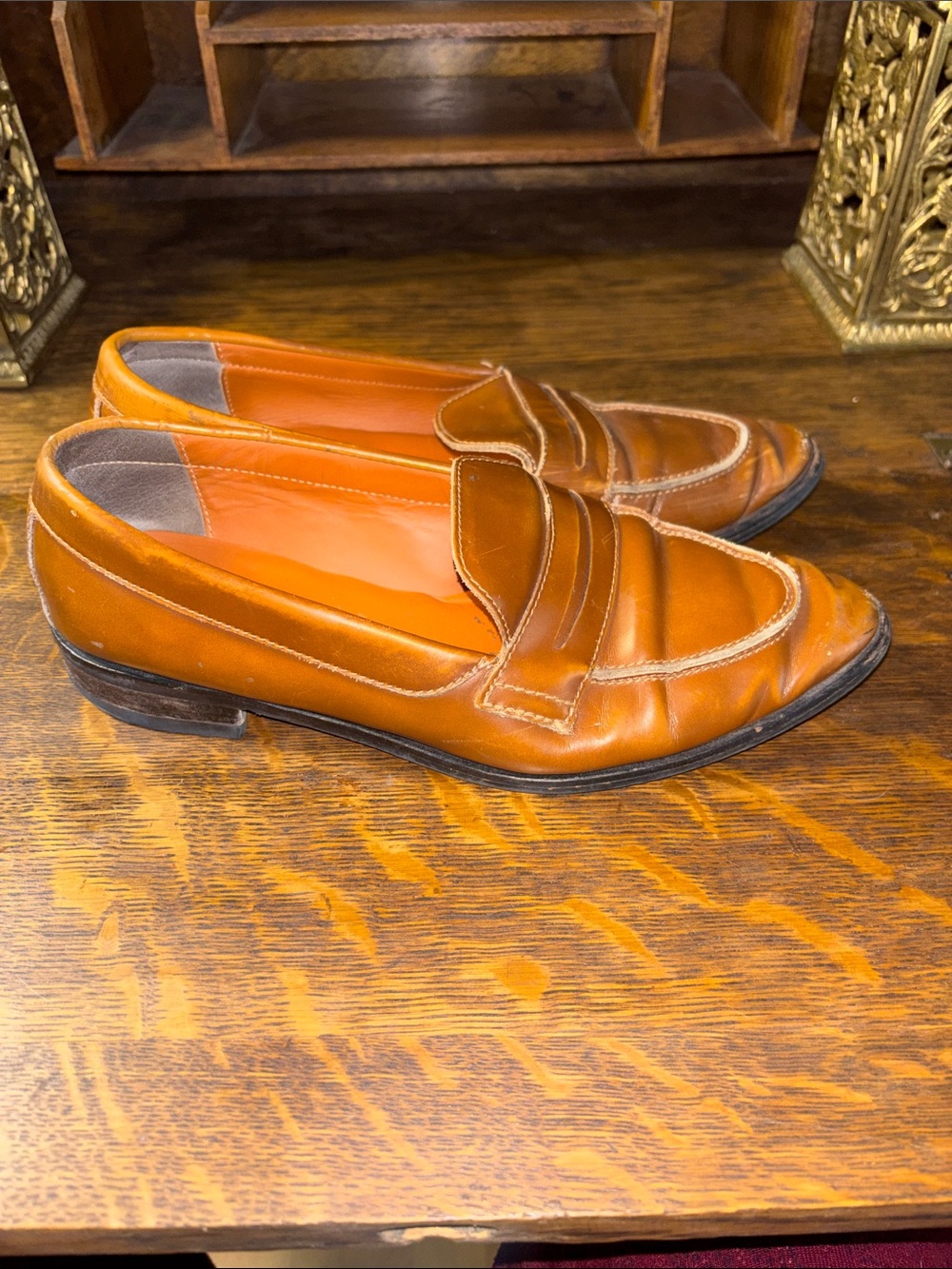 Everlane Cognac Tan Leather Penny Loafers